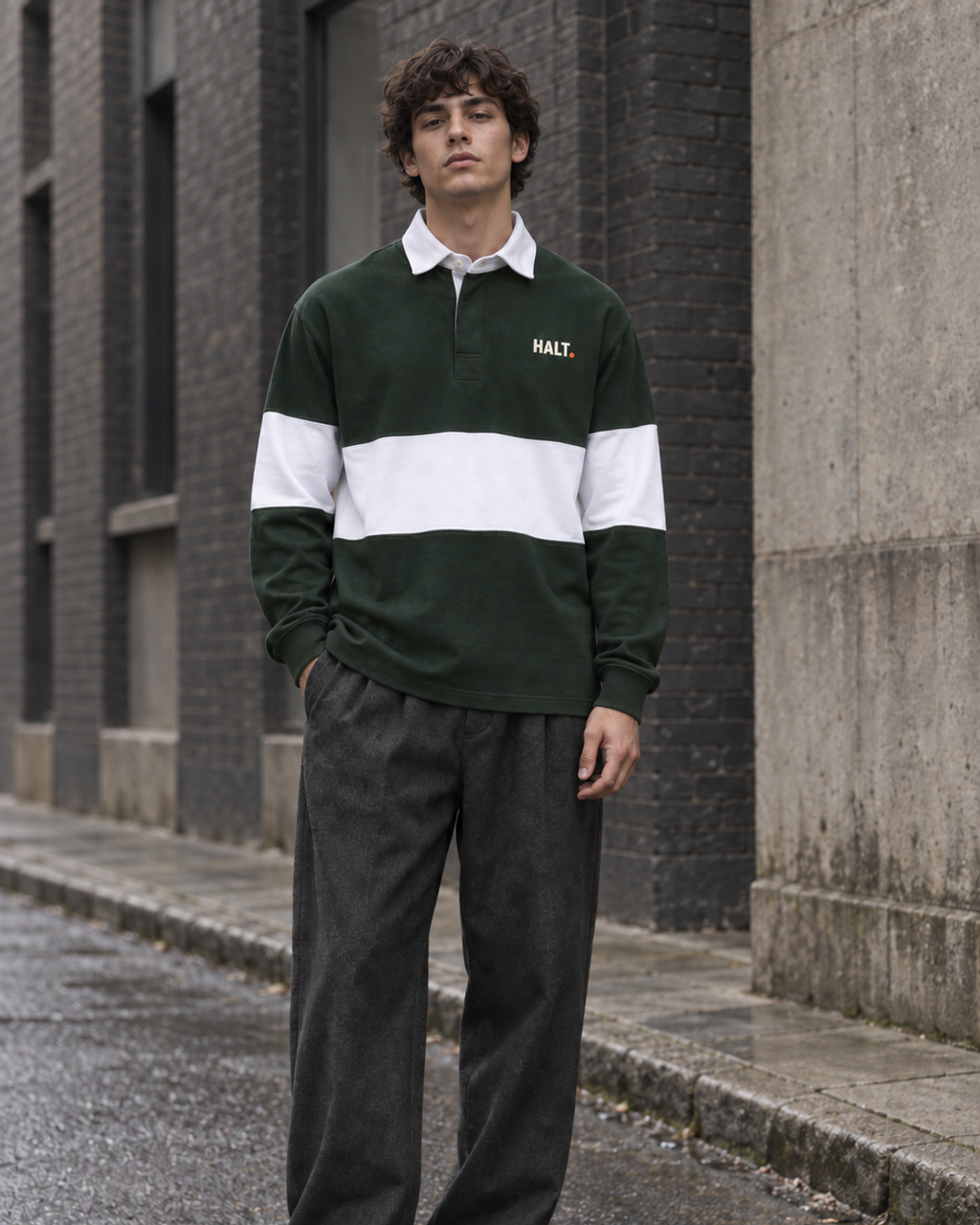 HALT. Pause Line Rugby Shirt