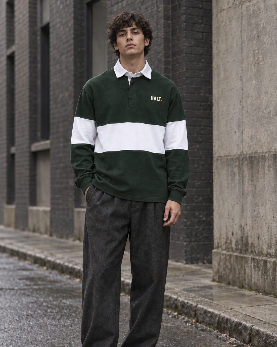 HALT. Pause Line Rugby Shirt
